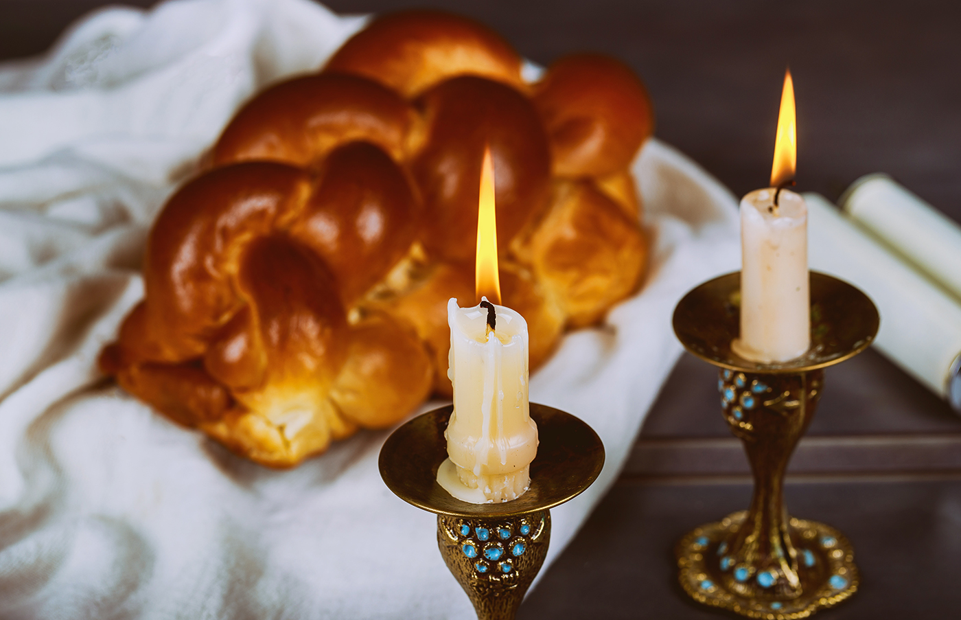 Traditional Jewish Homemade freshly baked challah for the Holy Sabbath ritual